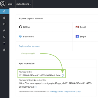 Find your OneGraph appId in the dashboard